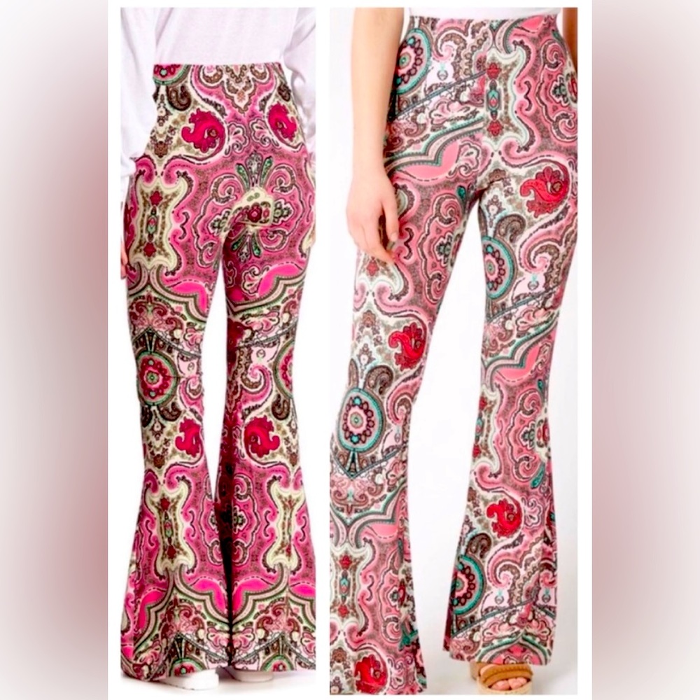 Cutest Pink Paisley Bell Bottoms by Free People NWOT